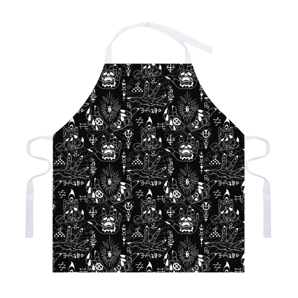 Black And White Supernatural Wicca Print Adjustable Apron