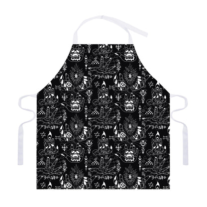 Black And White Supernatural Wicca Print Adjustable Apron