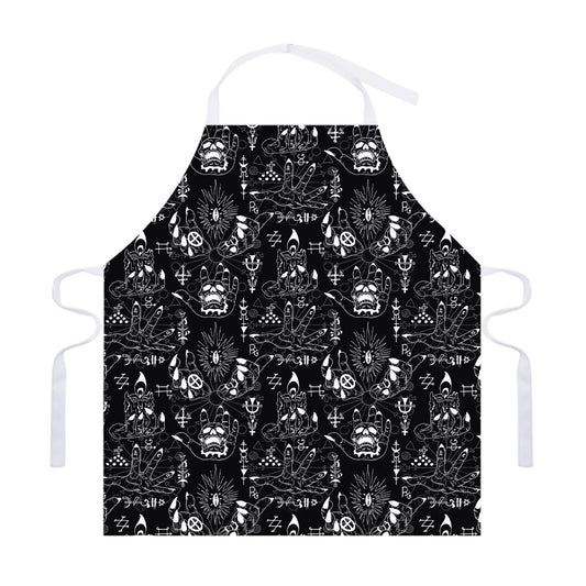 Black And White Supernatural Wicca Print Adjustable Apron