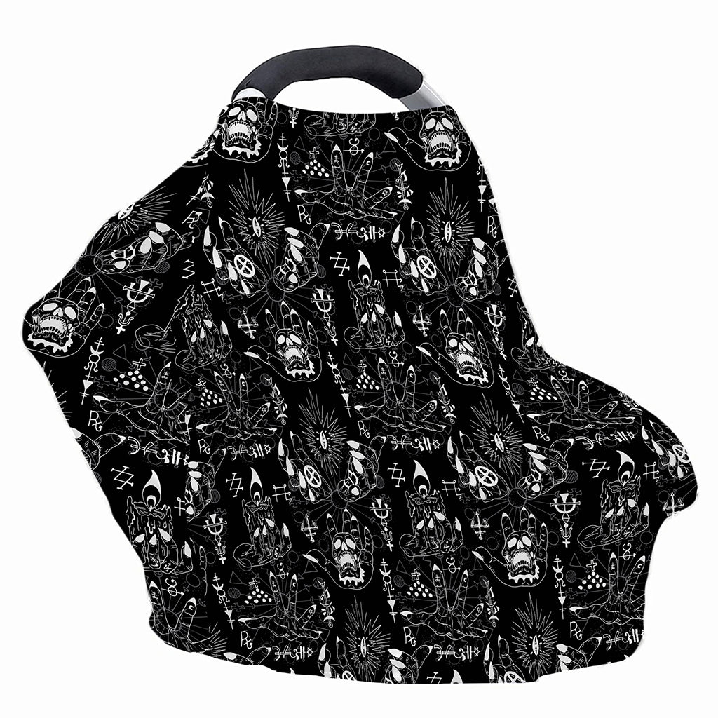 Black And White Supernatural Wicca Print Baby Seat Cover