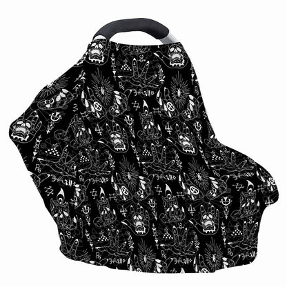 Black And White Supernatural Wicca Print Baby Seat Cover