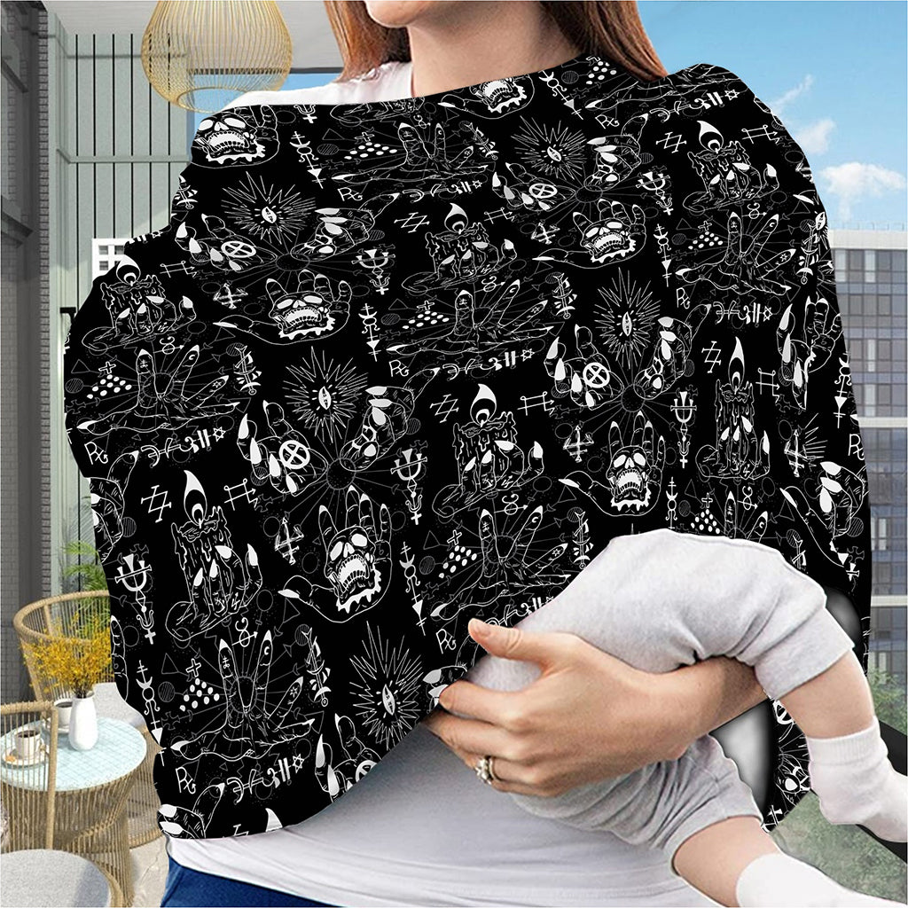 Black And White Supernatural Wicca Print Baby Seat Cover