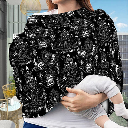 Black And White Supernatural Wicca Print Baby Seat Cover