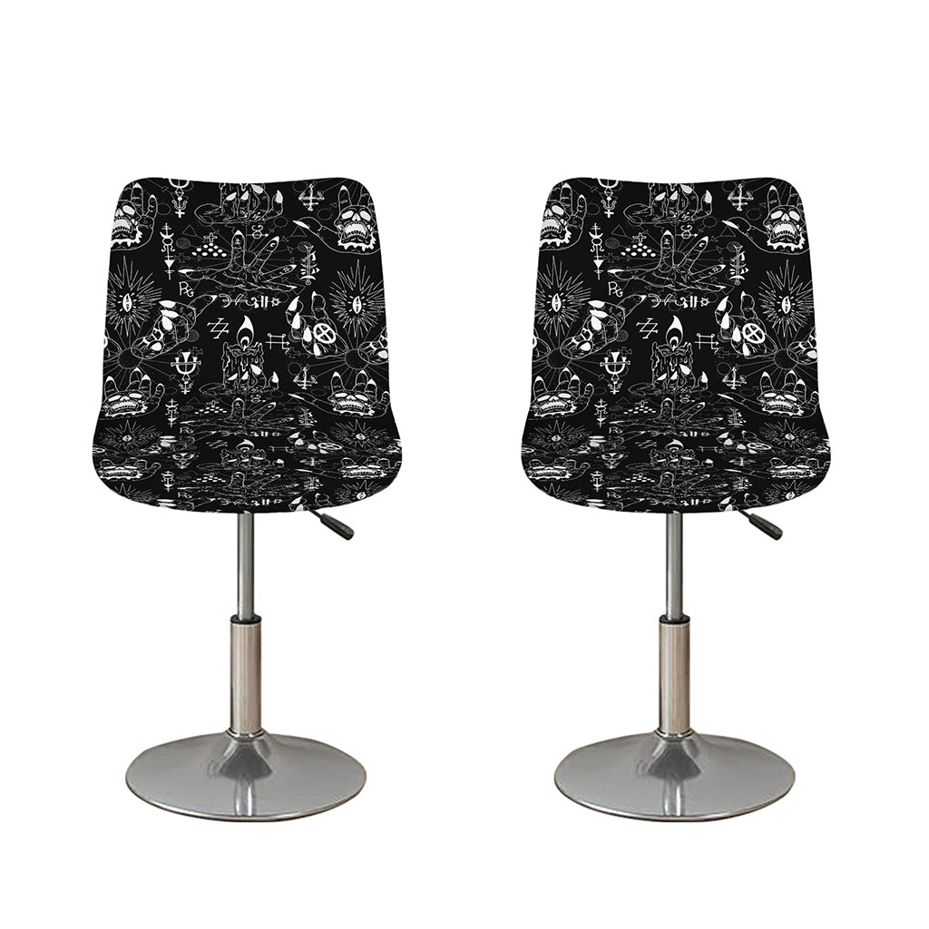 Black And White Supernatural Wicca Print Bar Stool Covers