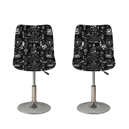 Black And White Supernatural Wicca Print Bar Stool Covers