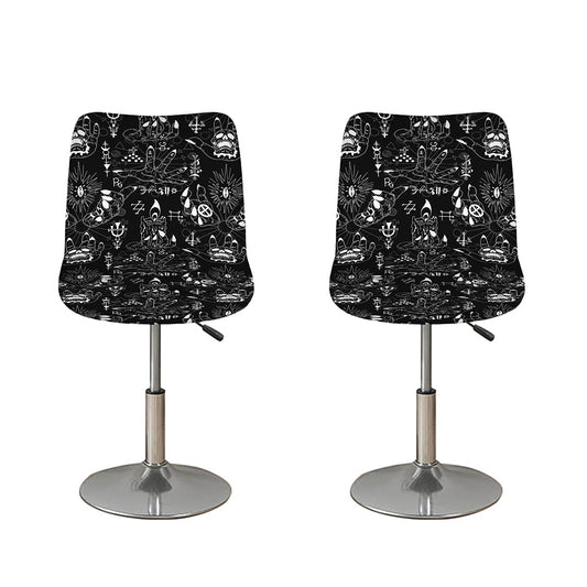 Black And White Supernatural Wicca Print Bar Stool Covers