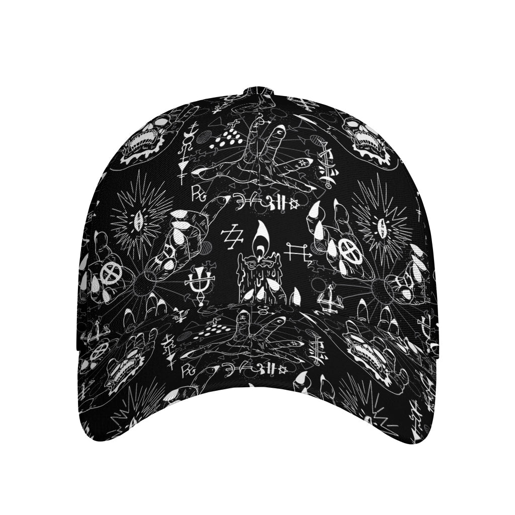 Black And White Supernatural Wicca Print Baseball Cap