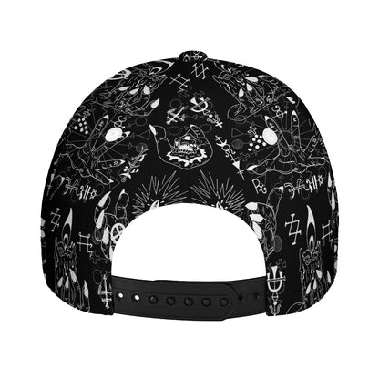 Black And White Supernatural Wicca Print Baseball Cap