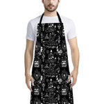 Black And White Supernatural Wicca Print Bib Apron With Pocket