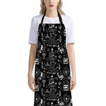 Black And White Supernatural Wicca Print Bib Apron With Pocket