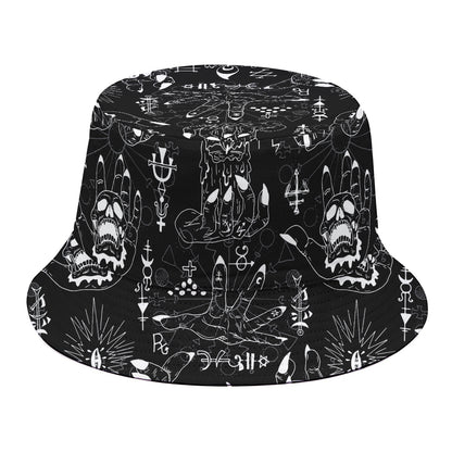 Black And White Supernatural Wicca Print Bucket Hat