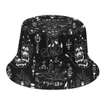 Black And White Supernatural Wicca Print Bucket Hat