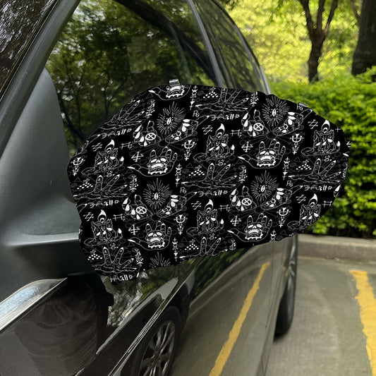 Black And White Supernatural Wicca Print Car Side Mirror Covers