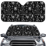 Black And White Supernatural Wicca Print Car Windshield Sun Shade