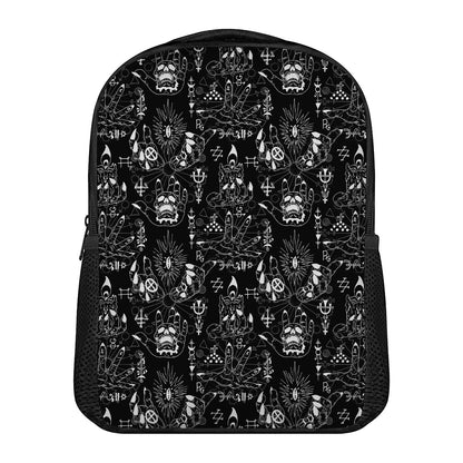 Black And White Supernatural Wicca Print Casual Backpack