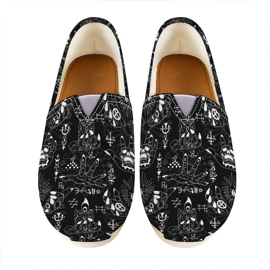 Black And White Supernatural Wicca Print Casual Shoes