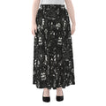Black And White Supernatural Wicca Print Chiffon Maxi Skirt