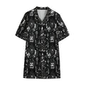 Black And White Supernatural Wicca Print Cotton Hawaiian Shirt