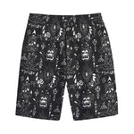 Black And White Supernatural Wicca Print Cotton Shorts