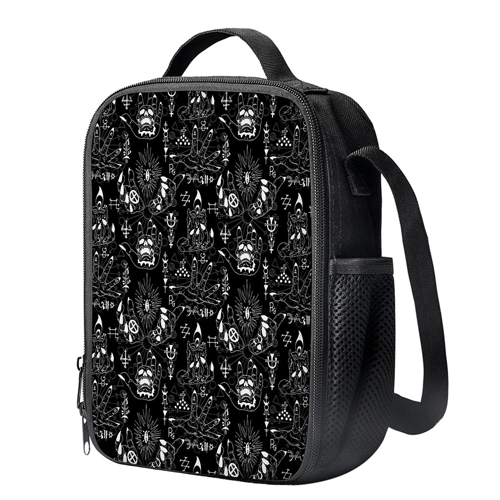 Black And White Supernatural Wicca Print Crossbody Lunch Bag