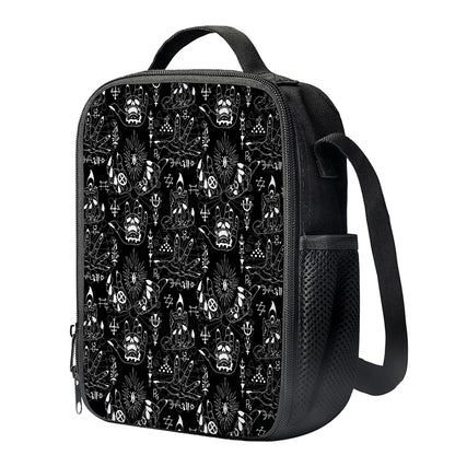Black And White Supernatural Wicca Print Crossbody Lunch Bag
