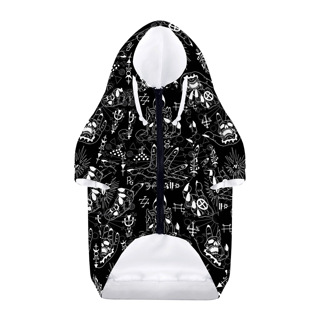 Black And White Supernatural Wicca Print Dog Zip Up Hoodie