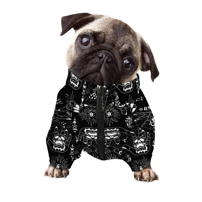 Black And White Supernatural Wicca Print Dog Zip Up Jacket