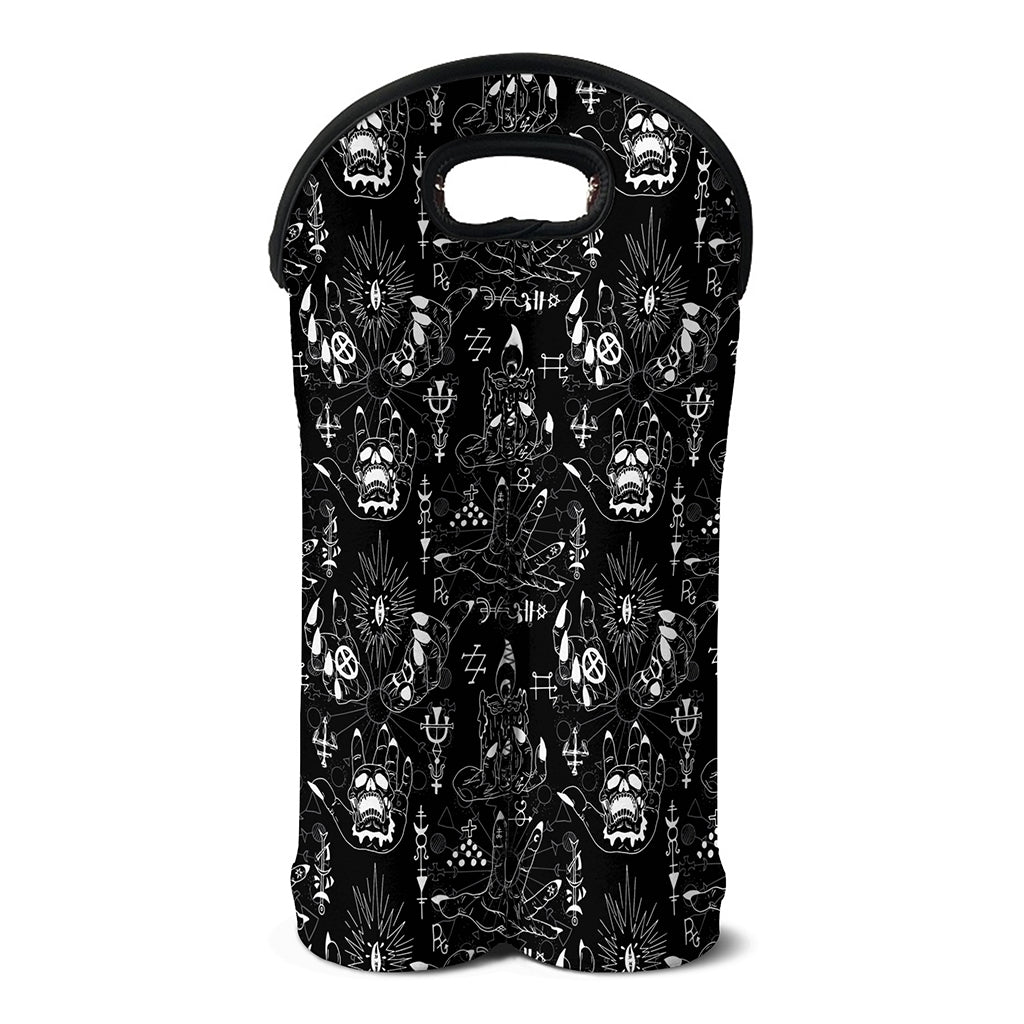 Black And White Supernatural Wicca Print Double Neoprene Wine Tote