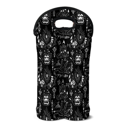 Black And White Supernatural Wicca Print Double Neoprene Wine Tote