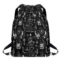 Black And White Supernatural Wicca Print Drawstring Backpack