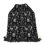 Black And White Supernatural Wicca Print Drawstring Bag