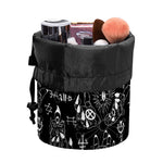Black And White Supernatural Wicca Print Drawstring Makeup Bag
