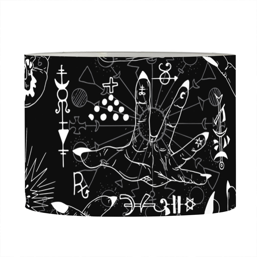 Black And White Supernatural Wicca Print Drum Lamp Shade