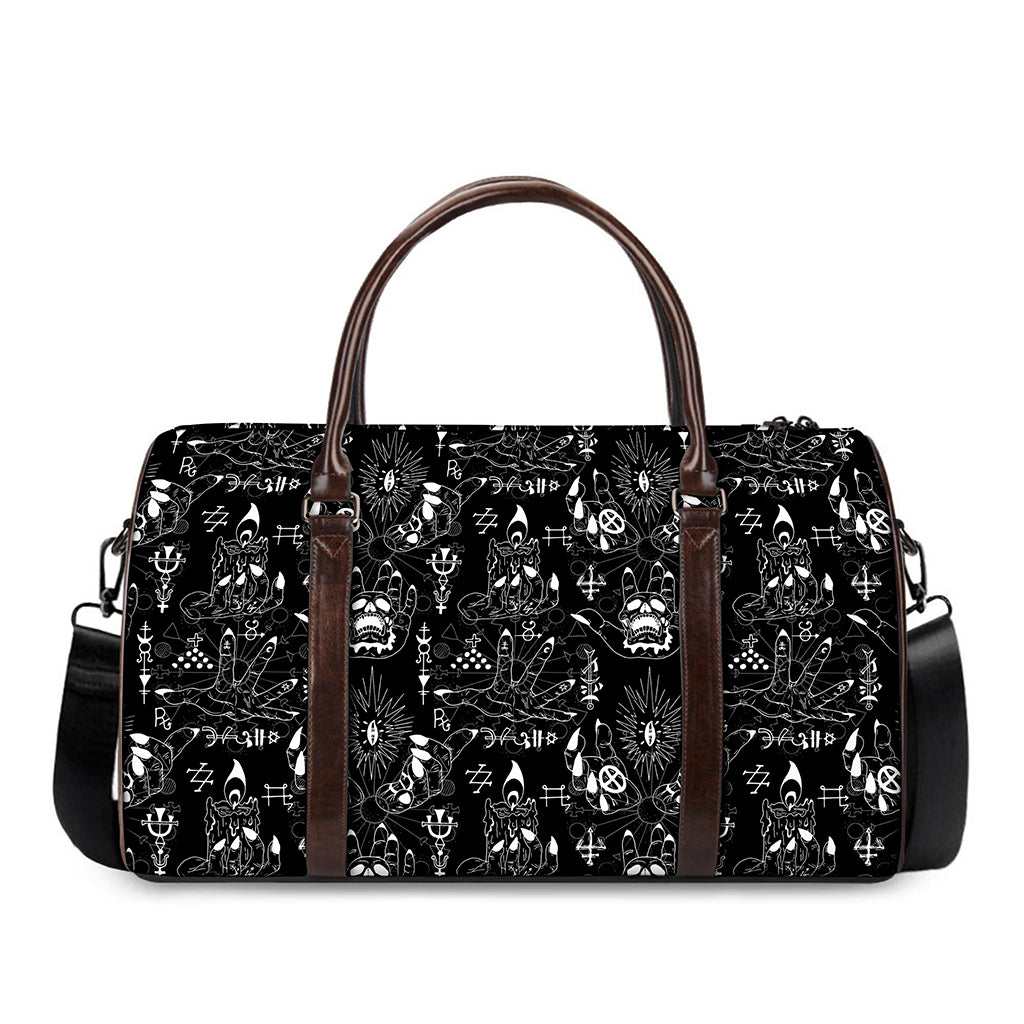 Black And White Supernatural Wicca Print Duffle Bag