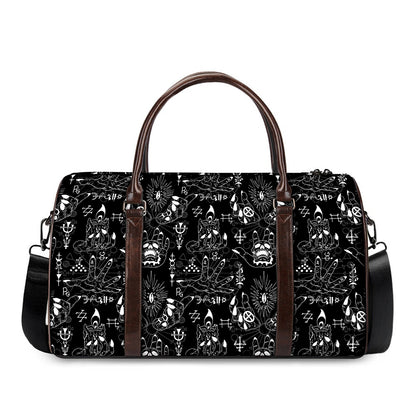 Black And White Supernatural Wicca Print Duffle Bag
