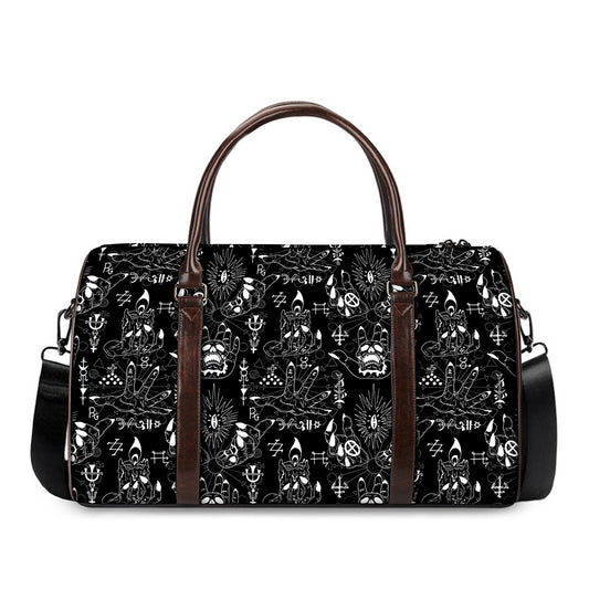 Black And White Supernatural Wicca Print Duffle Bag