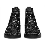 Black And White Supernatural Wicca Print Flat Ankle Boots