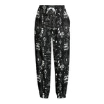 Black And White Supernatural Wicca Print Fleece Lined Knit Pants