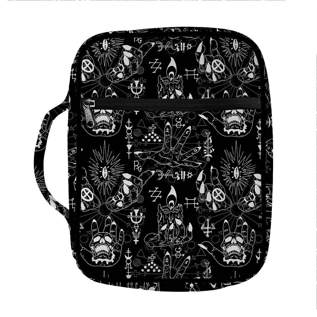 Black And White Supernatural Wicca Print Front Pocket Bible Bag