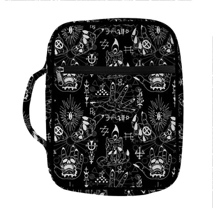 Black And White Supernatural Wicca Print Front Pocket Bible Bag