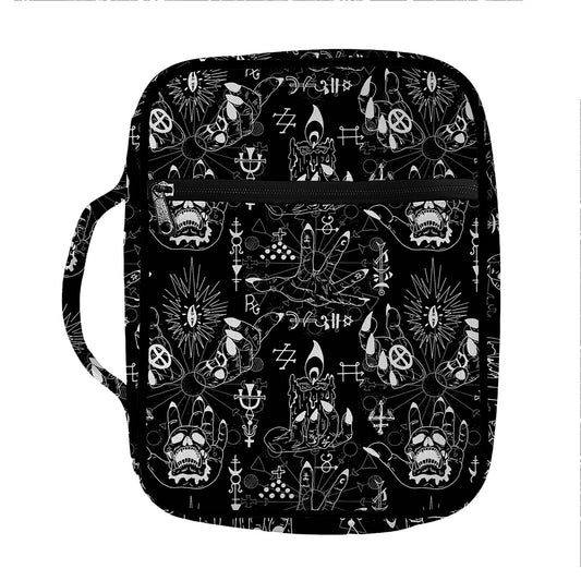 Black And White Supernatural Wicca Print Front Pocket Bible Bag