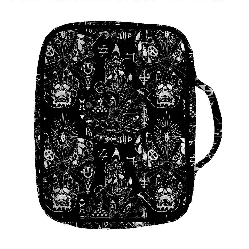 Black And White Supernatural Wicca Print Front Pocket Bible Bag