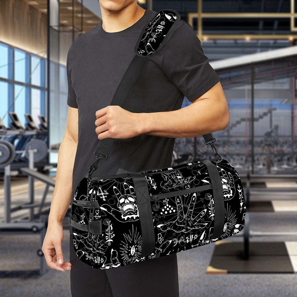 Black And White Supernatural Wicca Print Gym Bag