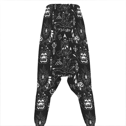 Black And White Supernatural Wicca Print Hammer Pants