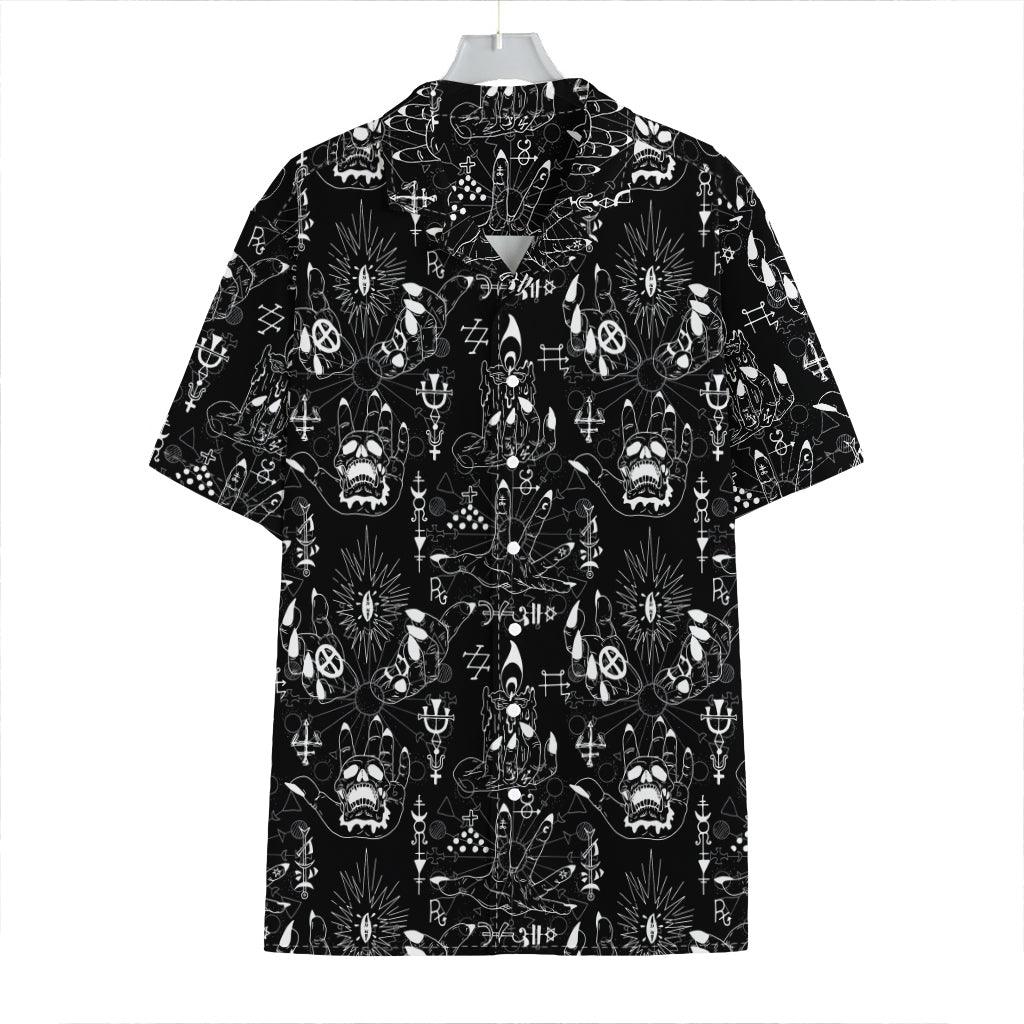 Black And White Supernatural Wicca Print Hawaiian Shirt