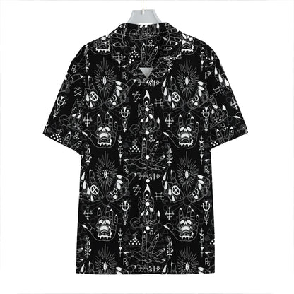 Black And White Supernatural Wicca Print Hawaiian Shirt