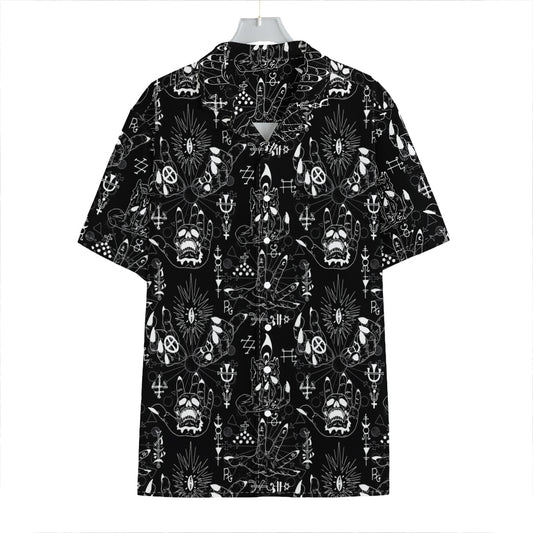 Black And White Supernatural Wicca Print Hawaiian Shirt