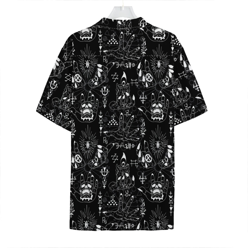 Black And White Supernatural Wicca Print Hawaiian Shirt