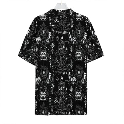 Black And White Supernatural Wicca Print Hawaiian Shirt