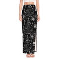 Black And White Supernatural Wicca Print High Slit Maxi Skirt